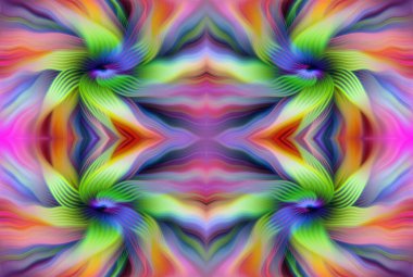 Renkli Soyut Kaleydoskop Deseni Canlı Gradyan Renkleri ve Simetrik Tasarım Modern Dijital Sanatsal Çalışması