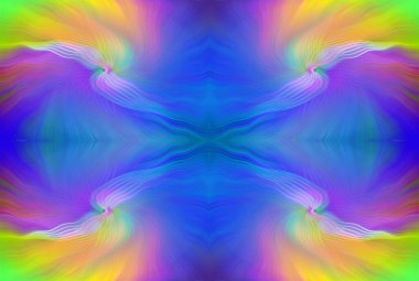 Renkli Soyut Kaleydoskop Deseni Canlı Gradyan Renkleri ve Simetrik Tasarım Modern Dijital Sanatsal Çalışması