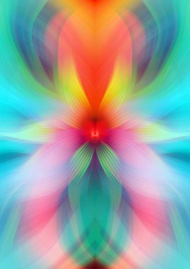 Etkili Renklerle Büyüleyici Fraktal Sanat Tasarımı, Simetrik Desenler ve Modern Yaratıcı İlham ve Gerçeküstü Görsel Deneyimler İçin Soyut Geometrik Akış