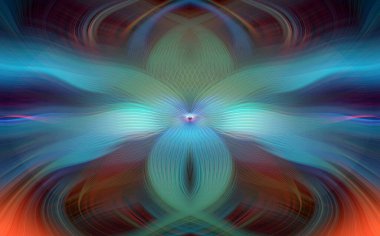 Etkili Renklerle Büyüleyici Fraktal Sanat Tasarımı, Simetrik Desenler ve Modern Yaratıcı İlham ve Gerçeküstü Görsel Deneyimler İçin Soyut Geometrik Akış