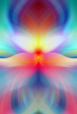 Etkili Renklerle Büyüleyici Fraktal Sanat Tasarımı, Simetrik Desenler ve Modern Yaratıcı İlham ve Gerçeküstü Görsel Deneyimler İçin Soyut Geometrik Akış