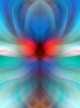 Etkili Renklerle Büyüleyici Fraktal Sanat Tasarımı, Simetrik Desenler ve Modern Yaratıcı İlham ve Gerçeküstü Görsel Deneyimler İçin Soyut Geometrik Akış