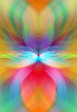 Etkili Renklerle Büyüleyici Fraktal Sanat Tasarımı, Simetrik Desenler ve Modern Yaratıcı İlham ve Gerçeküstü Görsel Deneyimler İçin Soyut Geometrik Akış