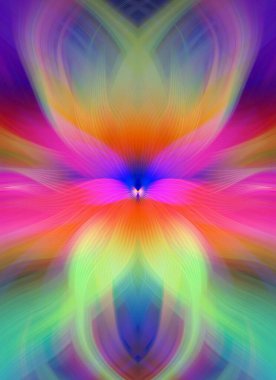 Etkili Renklerle Büyüleyici Fraktal Sanat Tasarımı, Simetrik Desenler ve Modern Yaratıcı İlham ve Gerçeküstü Görsel Deneyimler İçin Soyut Geometrik Akış