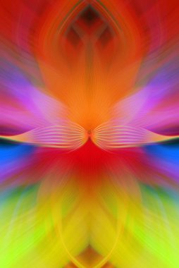 Etkili Renklerle Büyüleyici Fraktal Sanat Tasarımı, Simetrik Desenler ve Modern Yaratıcı İlham ve Gerçeküstü Görsel Deneyimler İçin Soyut Geometrik Akış