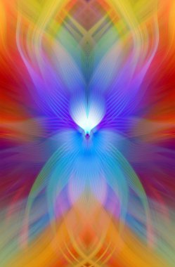 Etkili Renklerle Büyüleyici Fraktal Sanat Tasarımı, Simetrik Desenler ve Modern Yaratıcı İlham ve Gerçeküstü Görsel Deneyimler İçin Soyut Geometrik Akış