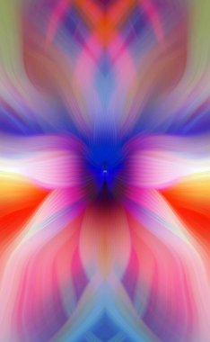 Etkili Renklerle Büyüleyici Fraktal Sanat Tasarımı, Simetrik Desenler ve Modern Yaratıcı İlham ve Gerçeküstü Görsel Deneyimler İçin Soyut Geometrik Akış