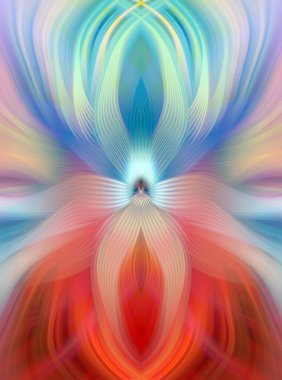 Etkili Renklerle Büyüleyici Fraktal Sanat Tasarımı, Simetrik Desenler ve Modern Yaratıcı İlham ve Gerçeküstü Görsel Deneyimler İçin Soyut Geometrik Akış