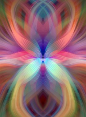 Etkili Renklerle Büyüleyici Fraktal Sanat Tasarımı, Simetrik Desenler ve Modern Yaratıcı İlham ve Gerçeküstü Görsel Deneyimler İçin Soyut Geometrik Akış