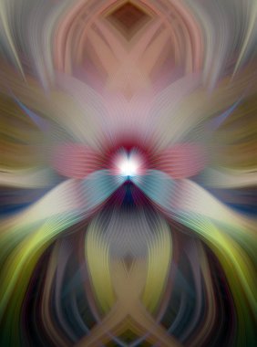 Etkili Renklerle Büyüleyici Fraktal Sanat Tasarımı, Simetrik Desenler ve Modern Yaratıcı İlham ve Gerçeküstü Görsel Deneyimler İçin Soyut Geometrik Akış