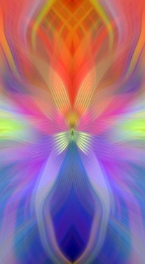 Etkili Renklerle Büyüleyici Fraktal Sanat Tasarımı, Simetrik Desenler ve Modern Yaratıcı İlham ve Gerçeküstü Görsel Deneyimler İçin Soyut Geometrik Akış