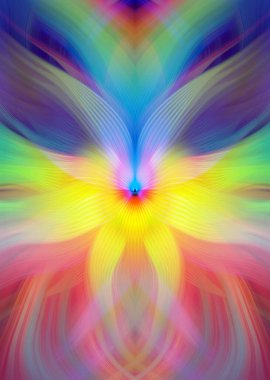 Etkili Renklerle Büyüleyici Fraktal Sanat Tasarımı, Simetrik Desenler ve Modern Yaratıcı İlham ve Gerçeküstü Görsel Deneyimler İçin Soyut Geometrik Akış