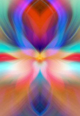Etkili Renklerle Büyüleyici Fraktal Sanat Tasarımı, Simetrik Desenler ve Modern Yaratıcı İlham ve Gerçeküstü Görsel Deneyimler İçin Soyut Geometrik Akış