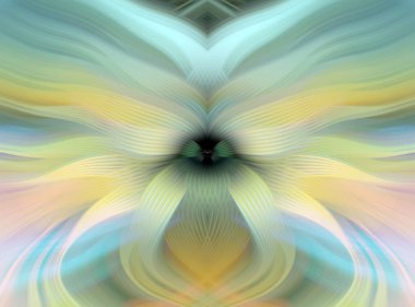 Etkili Renklerle Büyüleyici Fraktal Sanat Tasarımı, Simetrik Desenler ve Modern Yaratıcı İlham ve Gerçeküstü Görsel Deneyimler İçin Soyut Geometrik Akış