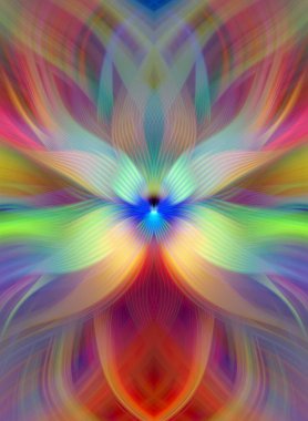 Etkili Renklerle Büyüleyici Fraktal Sanat Tasarımı, Simetrik Desenler ve Modern Yaratıcı İlham ve Gerçeküstü Görsel Deneyimler İçin Soyut Geometrik Akış