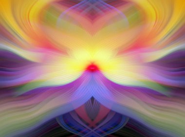 Etkili Renklerle Büyüleyici Fraktal Sanat Tasarımı, Simetrik Desenler ve Modern Yaratıcı İlham ve Gerçeküstü Görsel Deneyimler İçin Soyut Geometrik Akış