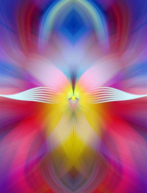 Etkili Renklerle Büyüleyici Fraktal Sanat Tasarımı, Simetrik Desenler ve Modern Yaratıcı İlham ve Gerçeküstü Görsel Deneyimler İçin Soyut Geometrik Akış