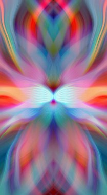 Etkili Renklerle Büyüleyici Fraktal Sanat Tasarımı, Simetrik Desenler ve Modern Yaratıcı İlham ve Gerçeküstü Görsel Deneyimler İçin Soyut Geometrik Akış