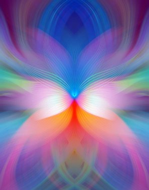 Etkili Renklerle Büyüleyici Fraktal Sanat Tasarımı, Simetrik Desenler ve Modern Yaratıcı İlham ve Gerçeküstü Görsel Deneyimler İçin Soyut Geometrik Akış