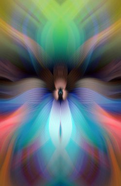 Etkili Renklerle Büyüleyici Fraktal Sanat Tasarımı, Simetrik Desenler ve Modern Yaratıcı İlham ve Gerçeküstü Görsel Deneyimler İçin Soyut Geometrik Akış