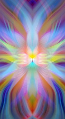 Etkili Renklerle Büyüleyici Fraktal Sanat Tasarımı, Simetrik Desenler ve Modern Yaratıcı İlham ve Gerçeküstü Görsel Deneyimler İçin Soyut Geometrik Akış