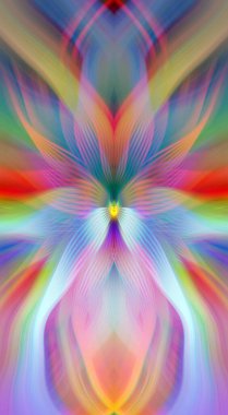 Etkili Renklerle Büyüleyici Fraktal Sanat Tasarımı, Simetrik Desenler ve Modern Yaratıcı İlham ve Gerçeküstü Görsel Deneyimler İçin Soyut Geometrik Akış