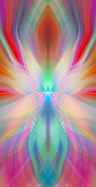 Etkili Renklerle Büyüleyici Fraktal Sanat Tasarımı, Simetrik Desenler ve Modern Yaratıcı İlham ve Gerçeküstü Görsel Deneyimler İçin Soyut Geometrik Akış