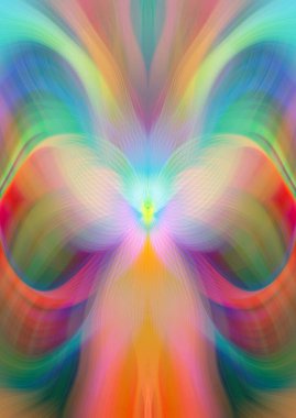 Parlak Kelebek İlham Veren Soyut Kaleydoskop Sanatı Kırmızı ve Teal