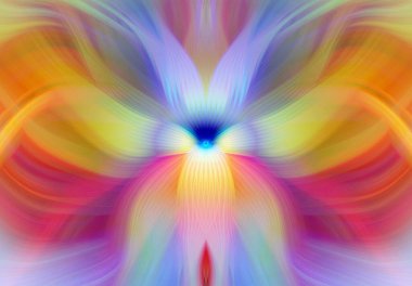 Parlak Kelebek İlham Veren Soyut Kaleydoskop Sanatı Kırmızı ve Teal