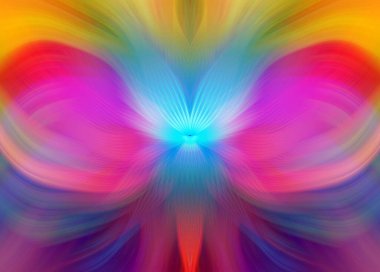 Parlak Kelebek İlham Veren Soyut Kaleydoskop Sanatı Kırmızı ve Teal