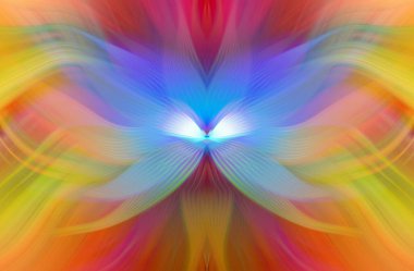 Parlak Kelebek İlham Veren Soyut Kaleydoskop Sanatı Kırmızı ve Teal