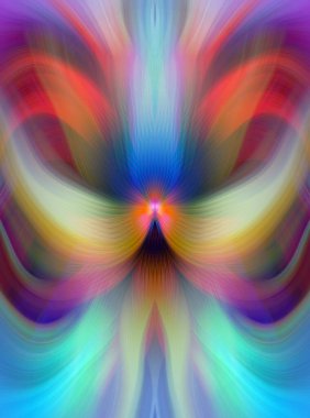 Parlak Kelebek İlham Veren Soyut Kaleydoskop Sanatı Kırmızı ve Teal