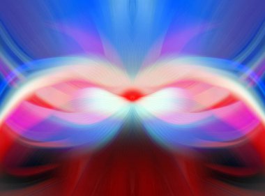 Parlak Kelebek İlham Veren Soyut Kaleydoskop Sanatı Kırmızı ve Teal