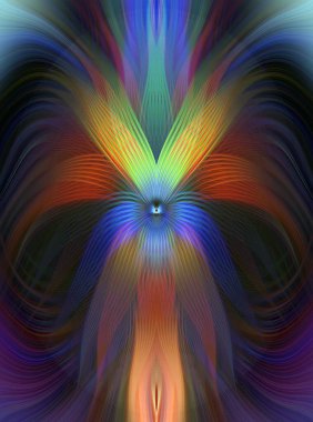 Parlak Kelebek İlham Veren Soyut Kaleydoskop Sanatı Kırmızı ve Teal