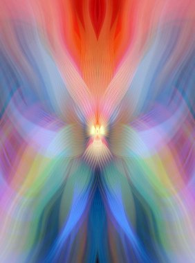 Parlak Kelebek İlham Veren Soyut Kaleydoskop Sanatı Kırmızı ve Teal