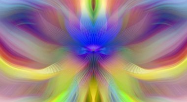 Parlak Kelebek İlham Veren Soyut Kaleydoskop Sanatı Kırmızı ve Teal