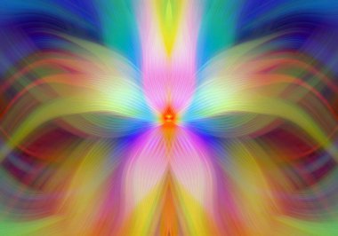 Parlak Kelebek İlham Veren Soyut Kaleydoskop Sanatı Kırmızı ve Teal