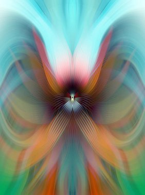 Parlak Kelebek İlham Veren Soyut Kaleydoskop Sanatı Kırmızı ve Teal