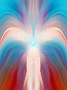 Parlak Kelebek İlham Veren Soyut Kaleydoskop Sanatı Kırmızı ve Teal