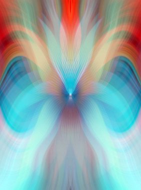 Parlak Kelebek İlham Veren Soyut Kaleydoskop Sanatı Kırmızı ve Teal