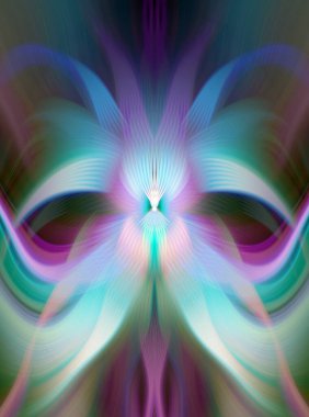 Parlak Kelebek İlham Veren Soyut Kaleydoskop Sanatı Kırmızı ve Teal