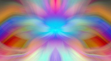 Parlak Kelebek İlham Veren Soyut Kaleydoskop Sanatı Kırmızı ve Teal