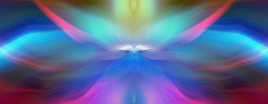 Parlak Kelebek İlham Veren Soyut Kaleydoskop Sanatı Kırmızı ve Teal