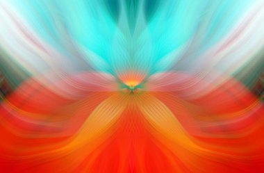 Parlak Kelebek İlham Veren Soyut Kaleydoskop Sanatı Kırmızı ve Teal