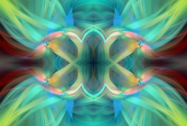 Soyut Dijital Sanat, Futuristik Fraktal Dünya, Renkli Fantezi, Neon Parıltısı, Simetrik Kaleydoskop, 3D Şeritler, Dekoratif Çiçek Süslemesi, Renkli Soyut Resimler ve Fantezi Dokular