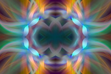 Soyut Dijital Sanat, Futuristik Fraktal Dünya, Renkli Fantezi, Neon Parıltısı, Simetrik Kaleydoskop, 3D Şeritler, Dekoratif Çiçek Süslemesi, Renkli Soyut Resimler ve Fantezi Dokular