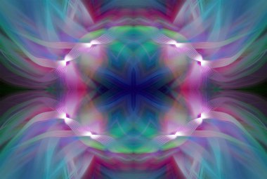 Soyut Dijital Sanat, Futuristik Fraktal Dünya, Renkli Fantezi, Neon Parıltısı, Simetrik Kaleydoskop, 3D Şeritler, Dekoratif Çiçek Süslemesi, Renkli Soyut Resimler ve Fantezi Dokular