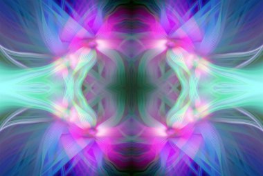 Soyut Dijital Sanat, Futuristik Fraktal Dünya, Renkli Fantezi, Neon Parıltısı, Simetrik Kaleydoskop, 3D Şeritler, Dekoratif Çiçek Süslemesi, Renkli Soyut Resimler ve Fantezi Dokular