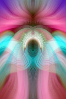 Simetrik Kaleydoskopik Desenler, Neon Parıltısı ve Modern ve Gelecek Estetik İçin Renkli Fraktal Tasarım