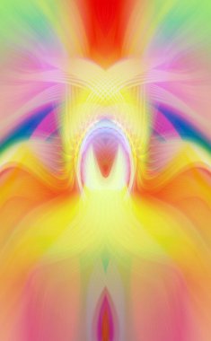 Simetrik Kaleydoskopik Desenler, Neon Parıltısı ve Modern ve Gelecek Estetik İçin Renkli Fraktal Tasarım